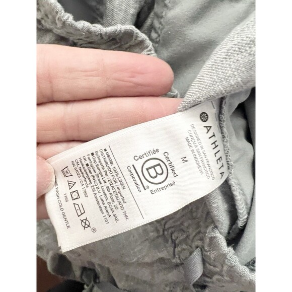 Athleta Retreat Linen Ankle Pants Women’s Medium Gray High Rise 851027 New - Picture 6 of 11
